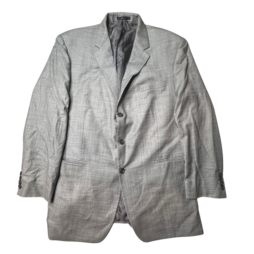 Lauren Ralph Lauren Blazer Mens 44L Grey Wool 3-Button Sharkskin Sport Coat